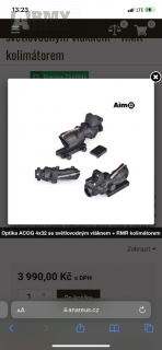 Optika ACOG 4x32 se světlovodným vláknem + RMR kolimátorem