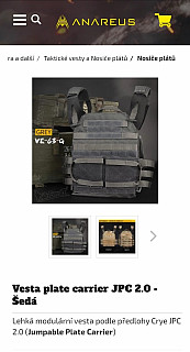 Vesta plate carrier JPC 2.0 - Šedá