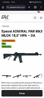 Epesní ADMIRAL PAR Mk3 MLOK 18,5" HPA – DA