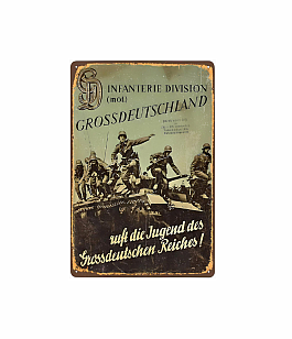 plechová cedule: Wehrmacht - Infanterie-Division Großdeutschland (dobová propaganda)