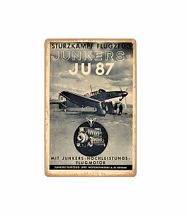 plechová cedule: JUNKERS - reklama na motor pro JU 87 (dobová propaganda)