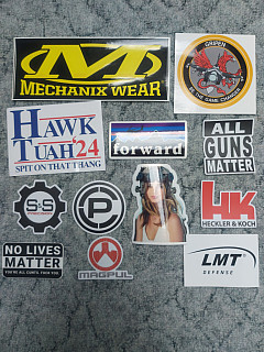 SAMOLEPKY STICKERS MECHANIX LBT EOTECH MONSTER ARMY STANAG DANIEL DEFENSE PELICAN LBT NIGHT FORCE UMAREX AIMPOINT FORWARD LMT CRYE